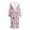 Pink Girly Mermaid Pattern Print Hooded Bathrobe