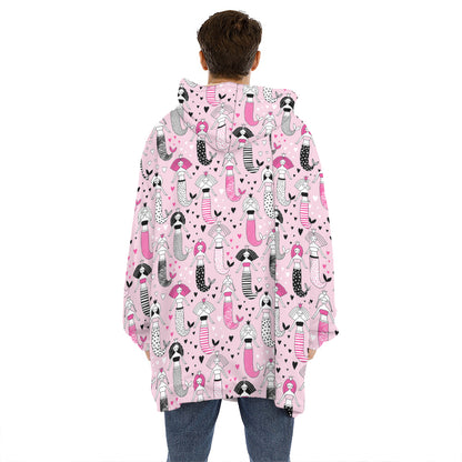 Pink Girly Mermaid Pattern Print Hoodie Blanket