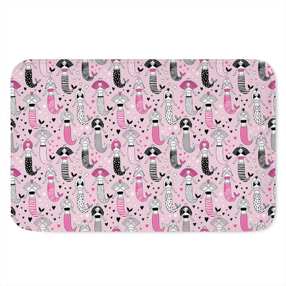 Pink Girly Mermaid Pattern Print Indoor Door Mat