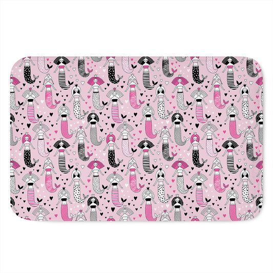Pink Girly Mermaid Pattern Print Indoor Door Mat