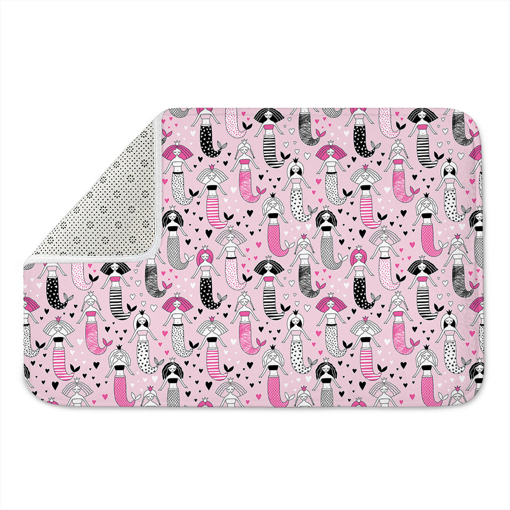 Pink Girly Mermaid Pattern Print Indoor Door Mat