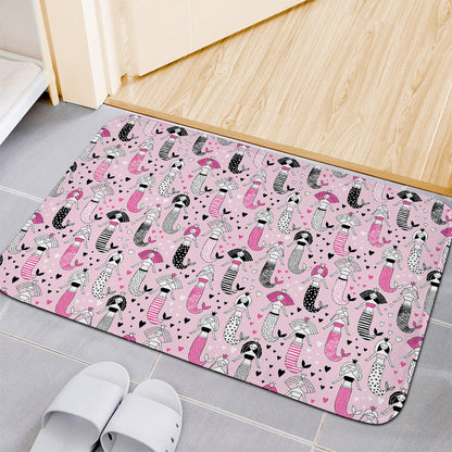 Pink Girly Mermaid Pattern Print Indoor Door Mat