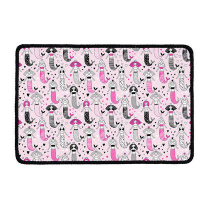 Pink Girly Mermaid Pattern Print Kitchen Mat