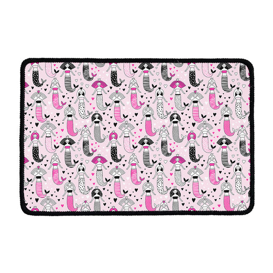 Pink Girly Mermaid Pattern Print Kitchen Mat