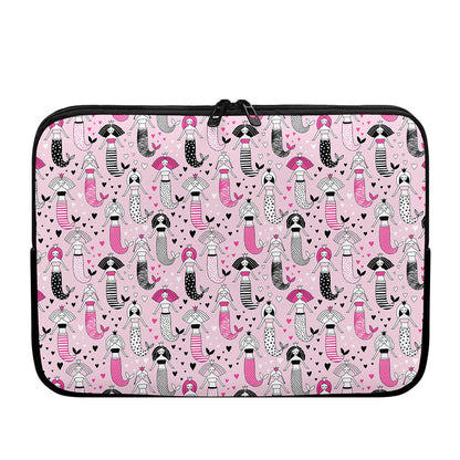 Pink Girly Mermaid Pattern Print Laptop Sleeve