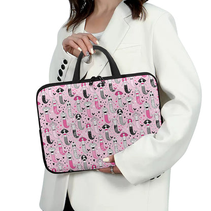 Pink Girly Mermaid Pattern Print Laptop Sleeve With Handle