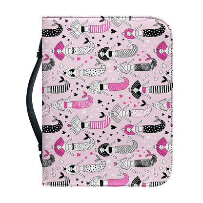 Pink Girly Mermaid Pattern Print Leather Bible Cover