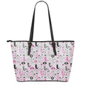 Pink Girly Mermaid Pattern Print Leather Tote Bag With Zipper