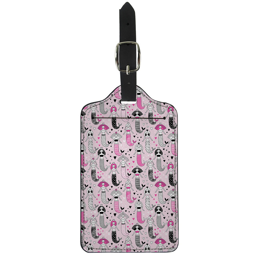 Pink Girly Mermaid Pattern Print Luggage Tag