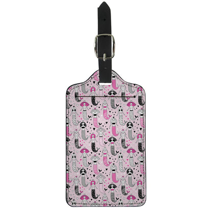 Pink Girly Mermaid Pattern Print Luggage Tag