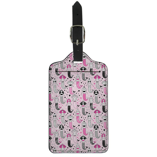 Pink Girly Mermaid Pattern Print Luggage Tag