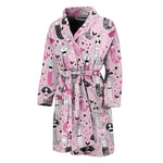 Pink Girly Mermaid Pattern Print Men's Bathrobe