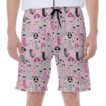 Pink Girly Mermaid Pattern Print Men's Beach Shorts