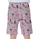 Pink Girly Mermaid Pattern Print Men's Beach Shorts