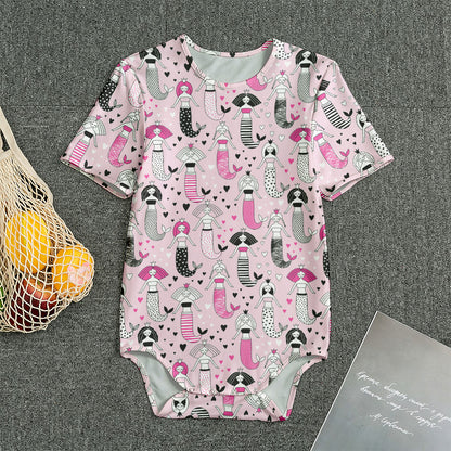 Pink Girly Mermaid Pattern Print Men's Bodysuit