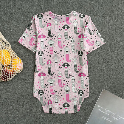Pink Girly Mermaid Pattern Print Men's Bodysuit