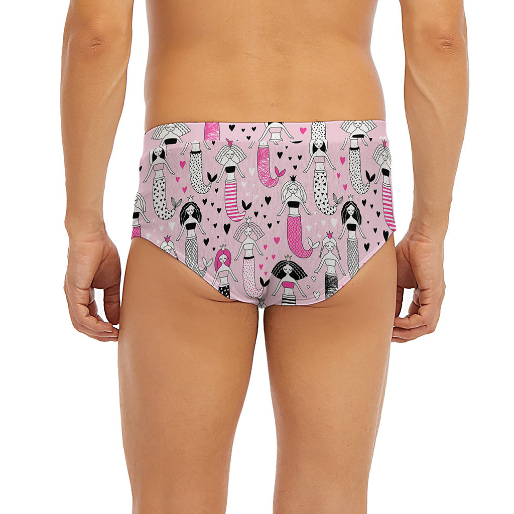 Pink Girly Mermaid Pattern Print Men's Briefs