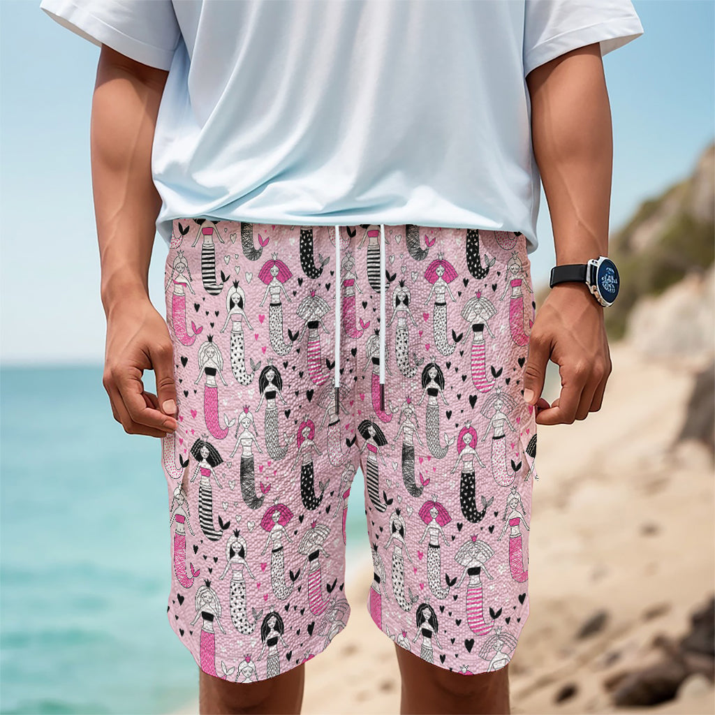 Pink Girly Mermaid Pattern Print Men's Cargo Shorts