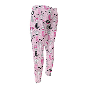 Pink Girly Mermaid Pattern Print Men's Compression Pants