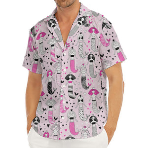 Pink Girly Mermaid Pattern Print Men's Deep V-Neck Shirt