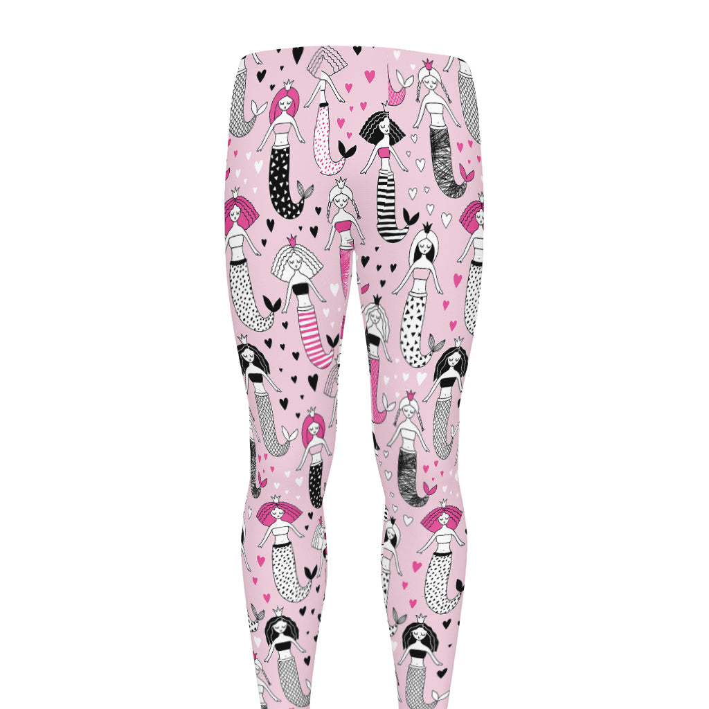 Pink Girly Mermaid Pattern Print Men's leggings