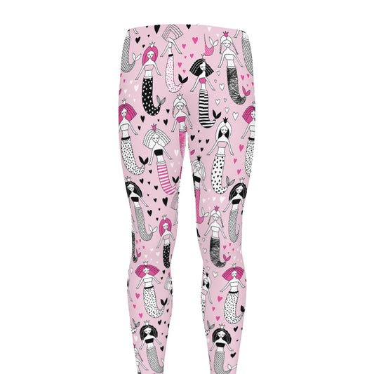 Pink Girly Mermaid Pattern Print Men's leggings
