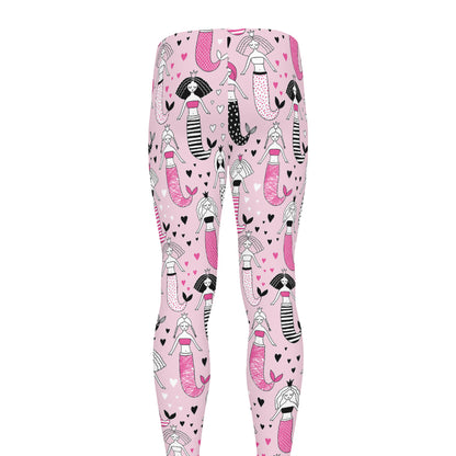 Pink Girly Mermaid Pattern Print Men's leggings