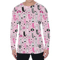 Pink Girly Mermaid Pattern Print Men's Long Sleeve T-Shirt