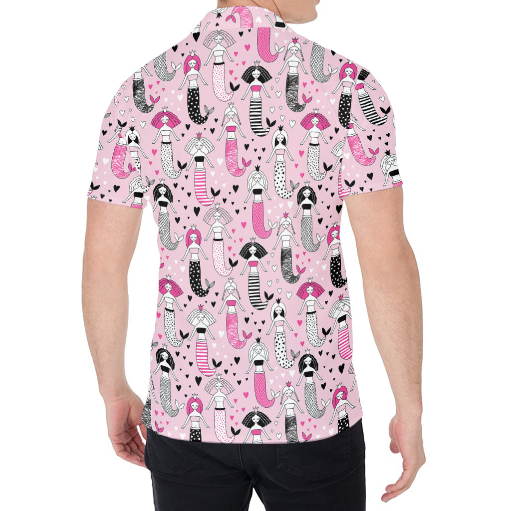 Pink Girly Mermaid Pattern Print Men's Shirt