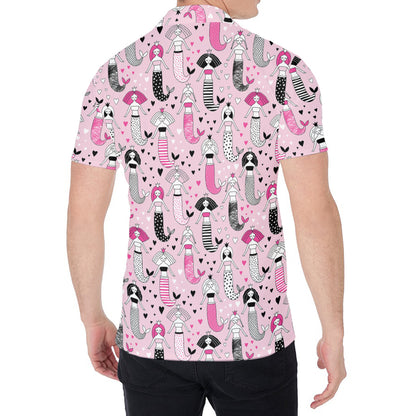 Pink Girly Mermaid Pattern Print Men's Shirt