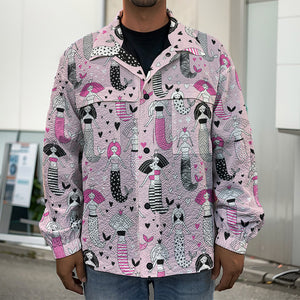 Pink Girly Mermaid Pattern Print Men's Shirt Jacket