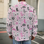 Pink Girly Mermaid Pattern Print Men's Shirt Jacket