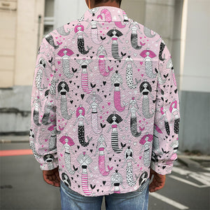 Pink Girly Mermaid Pattern Print Men's Shirt Jacket