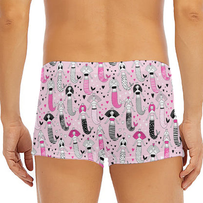 Pink Girly Mermaid Pattern Print Men's Short Boxer Briefs