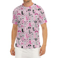 Pink Girly Mermaid Pattern Print Men's Short Sleeve Rash Guard