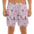 Pink Girly Mermaid Pattern Print Men's Split Running Shorts