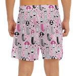 Pink Girly Mermaid Pattern Print Men's Split Running Shorts