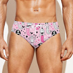 Pink Girly Mermaid Pattern Print Men's Swim Briefs