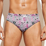 Pink Girly Mermaid Pattern Print Men's Swim Briefs