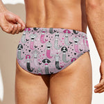 Pink Girly Mermaid Pattern Print Men's Swim Briefs