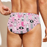 Pink Girly Mermaid Pattern Print Men's Swim Briefs