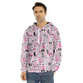 Pink Girly Mermaid Pattern Print Men's Velvet Pullover Hoodie
