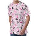 Pink Girly Mermaid Pattern Print Men's Velvet T-Shirt