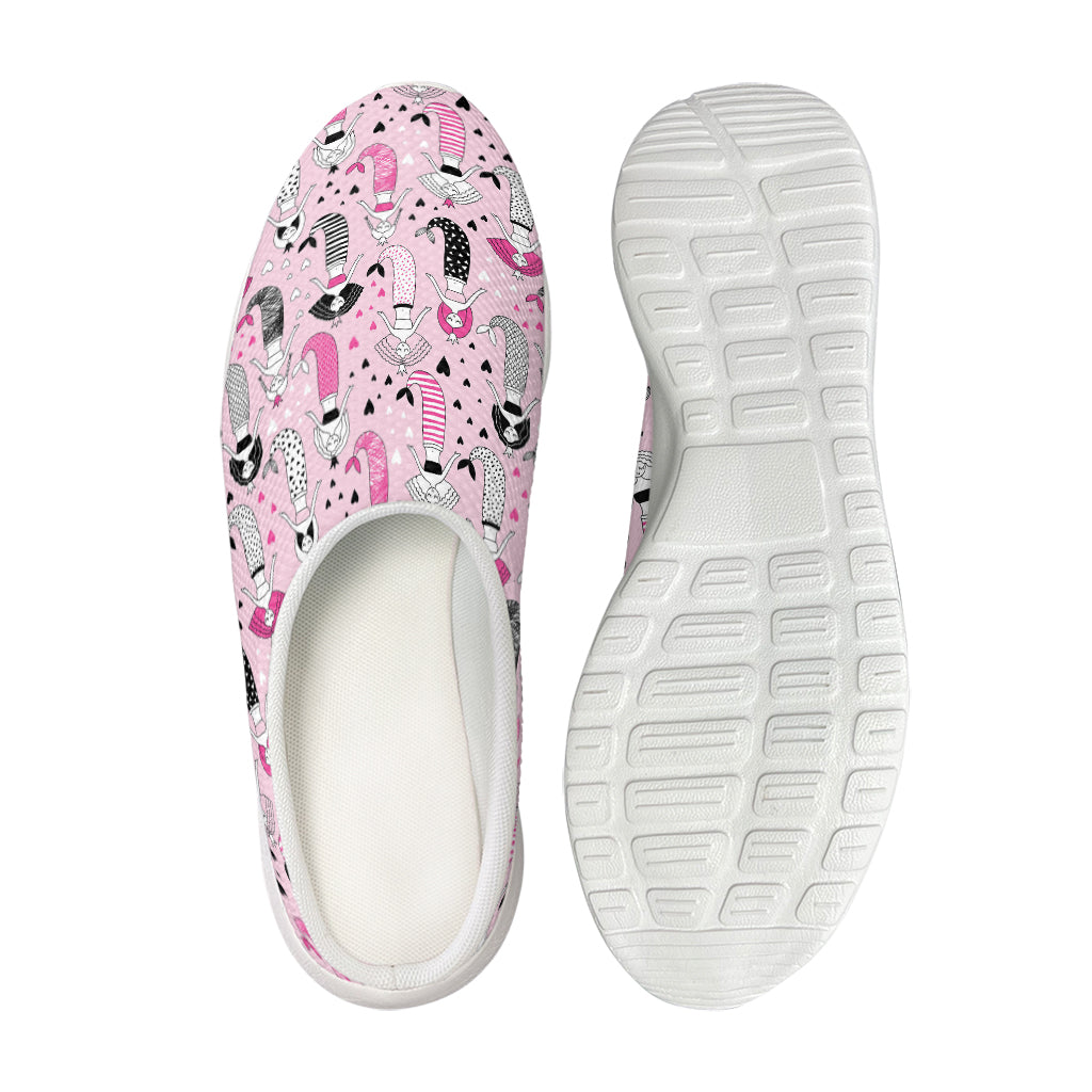 Pink Girly Mermaid Pattern Print Mesh Casual Shoes