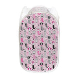 Pink Girly Mermaid Pattern Print Mesh Laundry Hamper