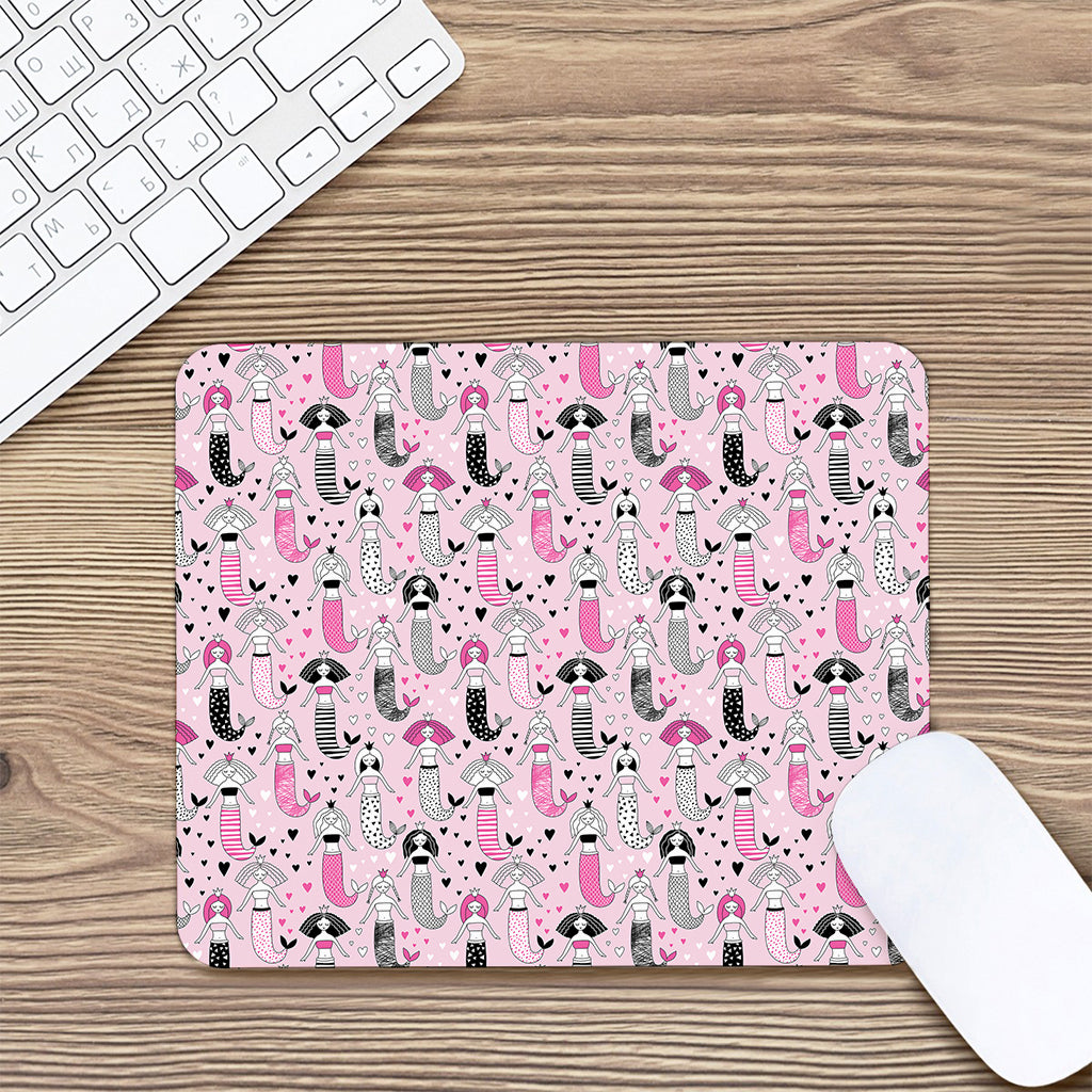 Pink Girly Mermaid Pattern Print Mouse Pad