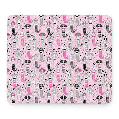 Pink Girly Mermaid Pattern Print Mouse Pad