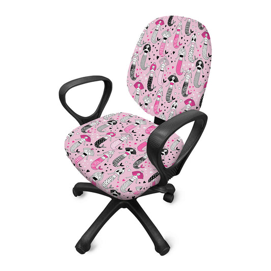 Pink Girly Mermaid Pattern Print Office Chair Cover