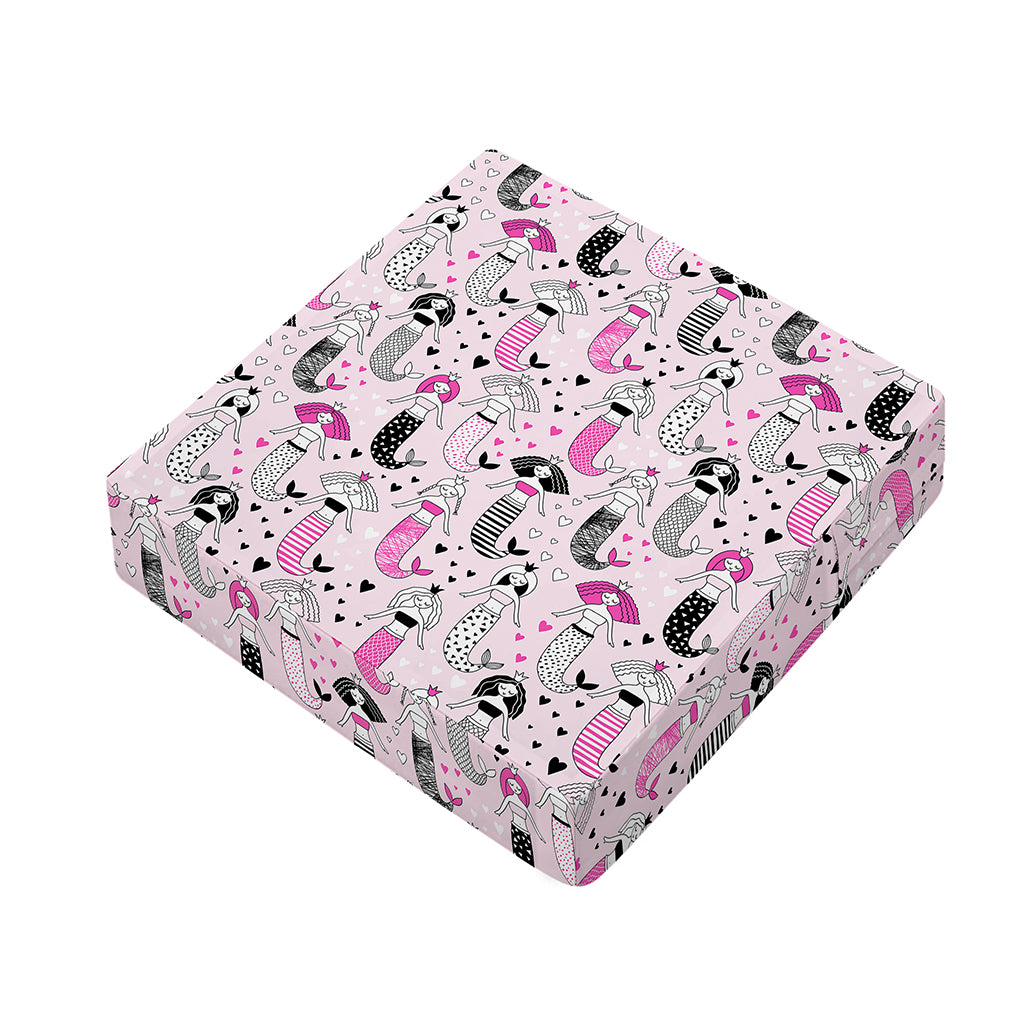 Pink Girly Mermaid Pattern Print Outdoor Seat Cushion Cover
