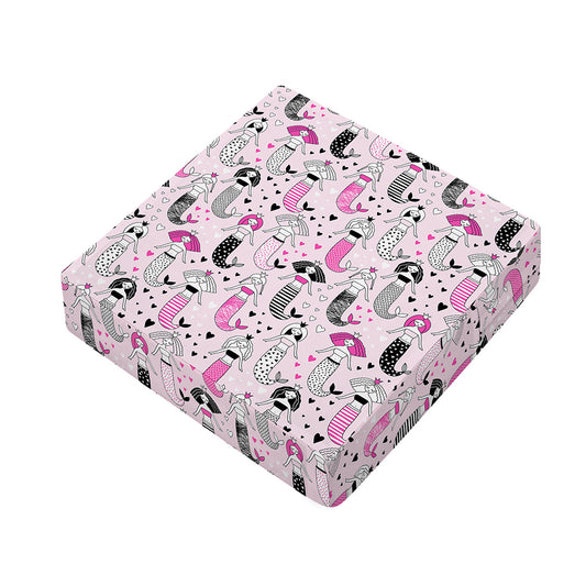 Pink Girly Mermaid Pattern Print Outdoor Seat Cushion Cover